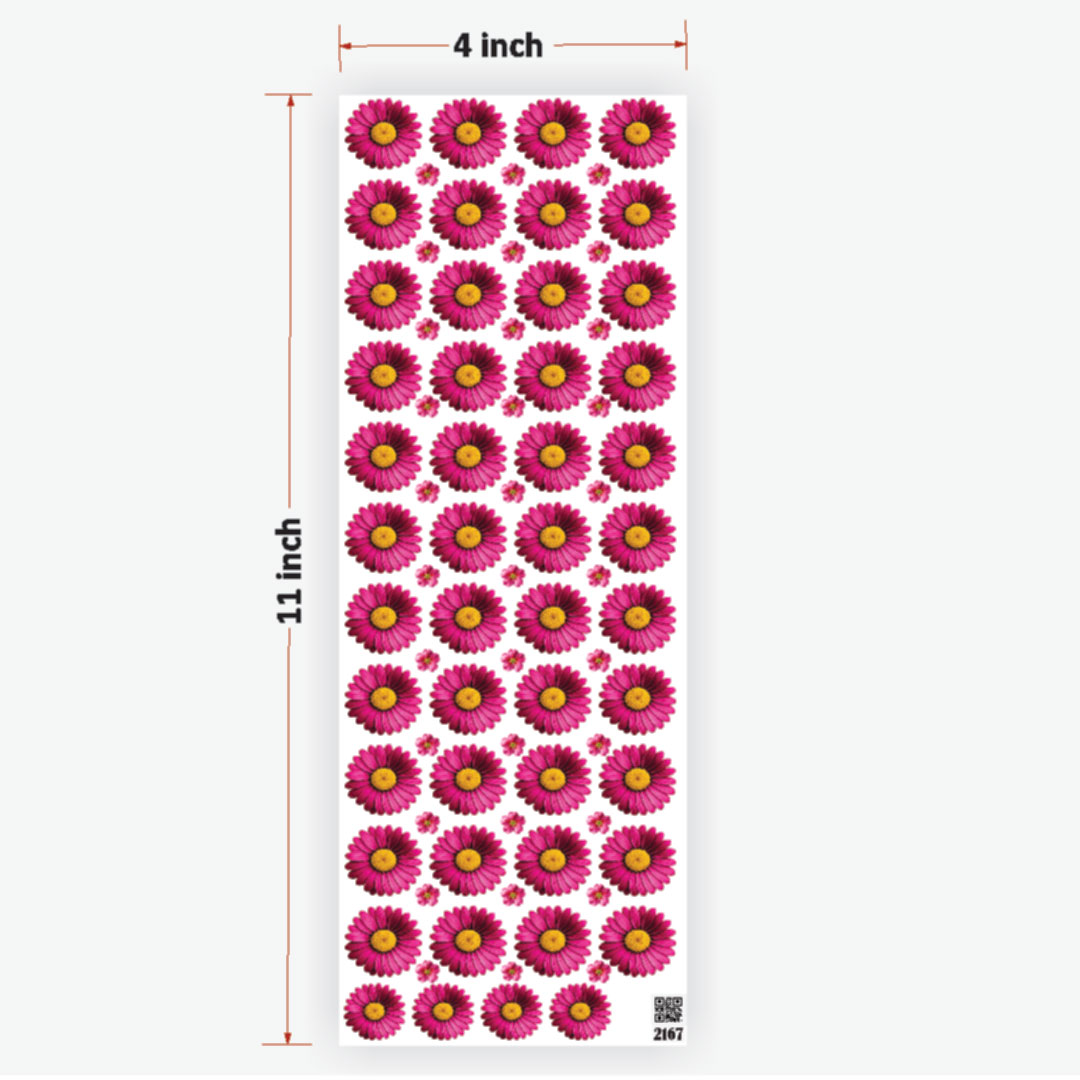 Daisy Dark Pink Flowers UVDTF Sticker for Resin art