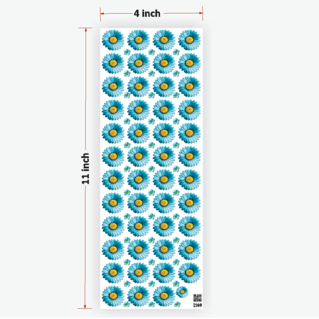 Daisy Ferozi Blue Flowers UVDTF Sticker for Resin art
