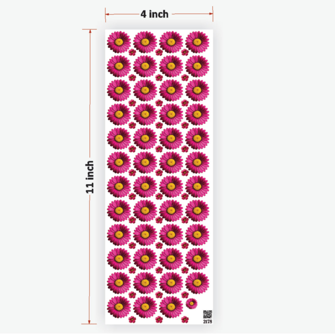 Daisy Magenta Pink Flowers UVDTF Sticker for Resin art