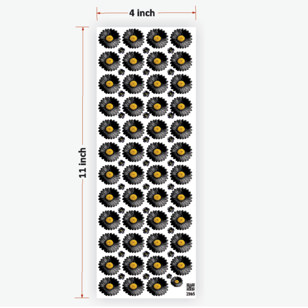 Daisy Black Flowers UVDTF Sticker for Resin art