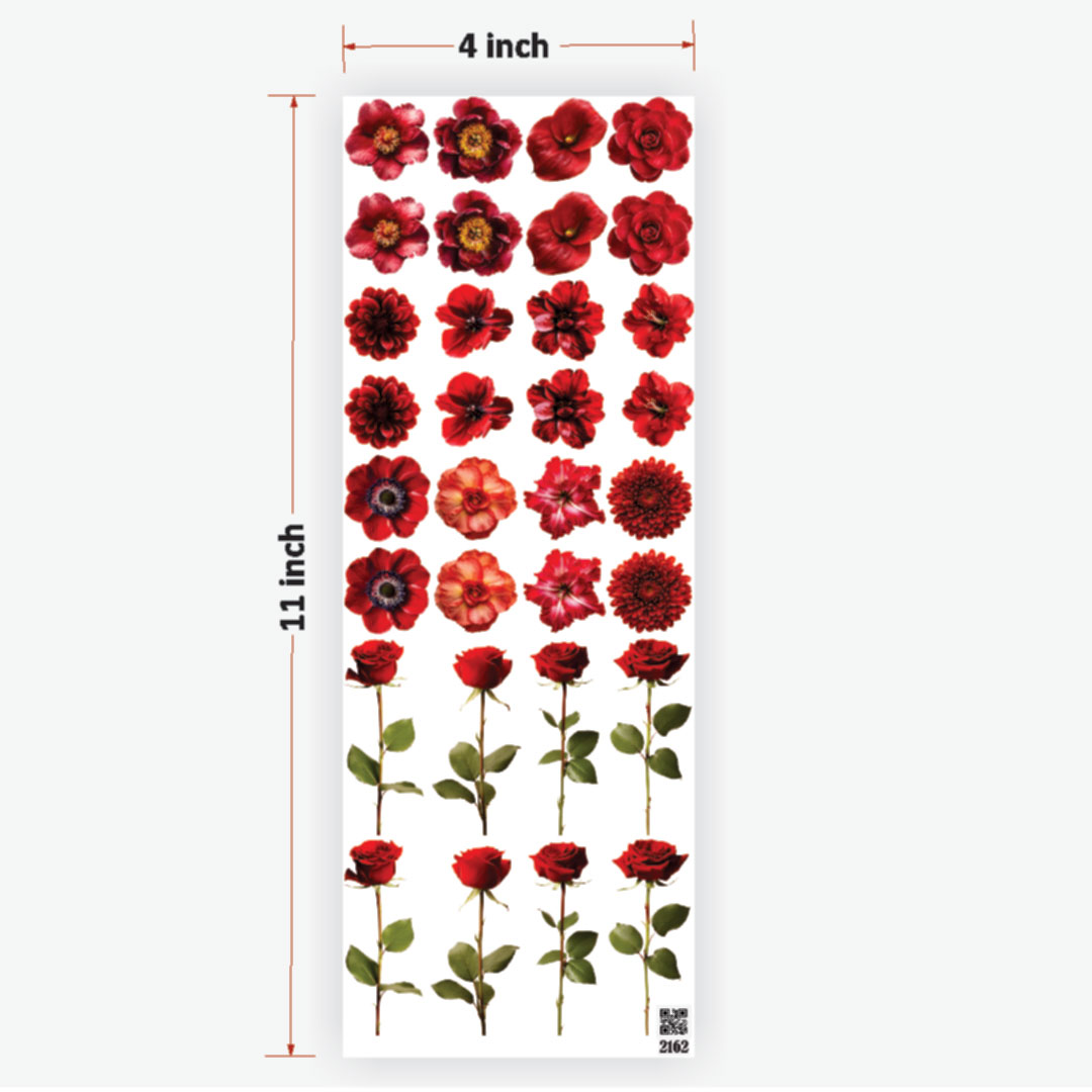 Red Flowers UVDTF Sticker for Resin art