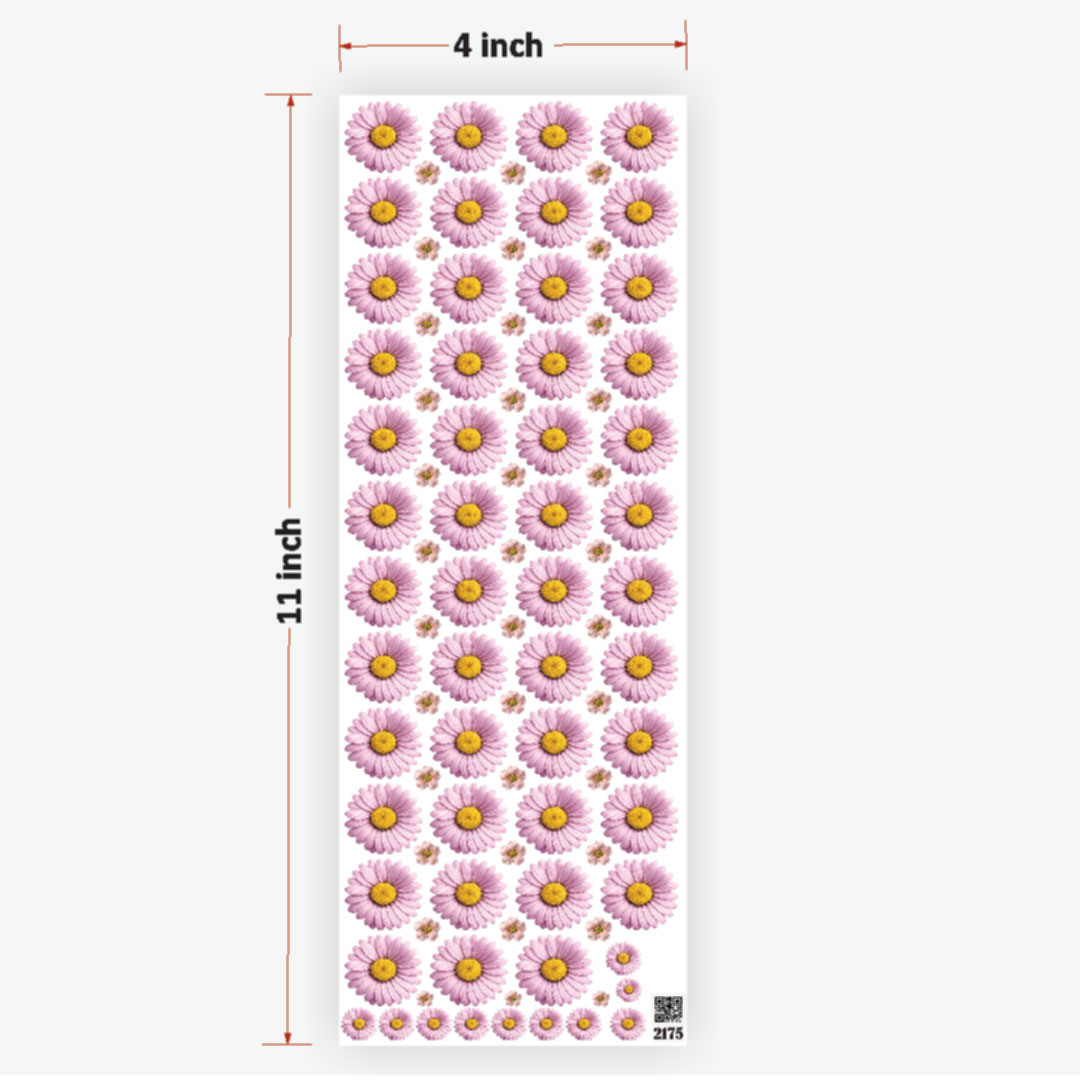 Daisy Light Pink Flowers UVDTF Sticker for Resin art
