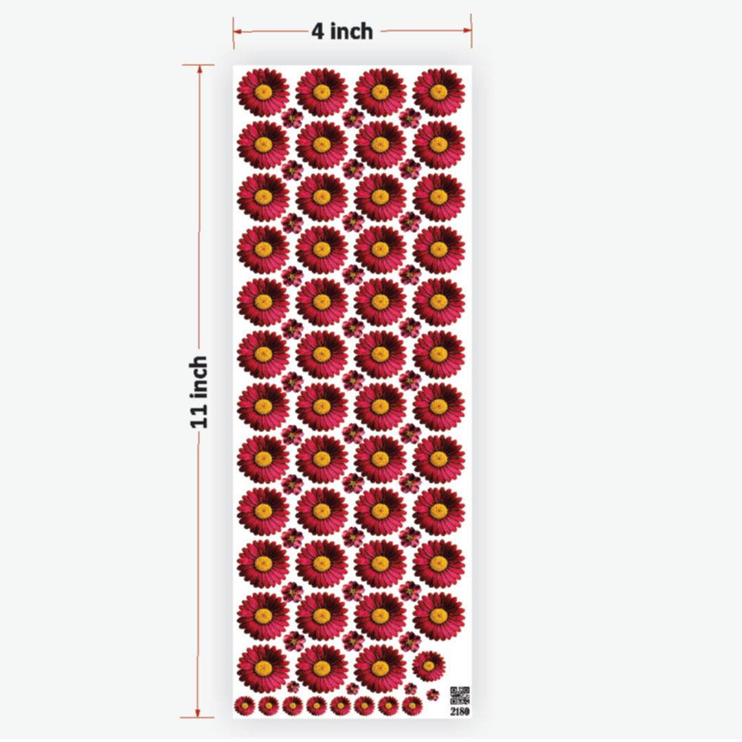 Daisy Maroon Flowers UVDTF Sticker for Resin art