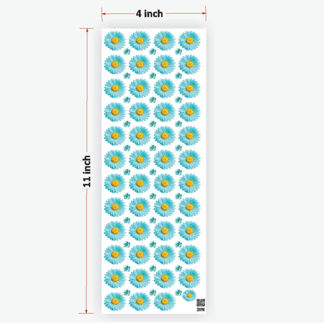 Daisy Turquoise UVDTF Sticker for Resin art