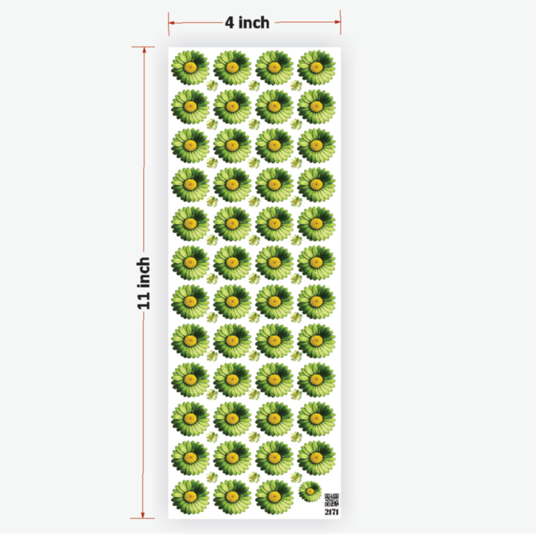Daisy Green Flowers UVDTF Sticker for Resin art