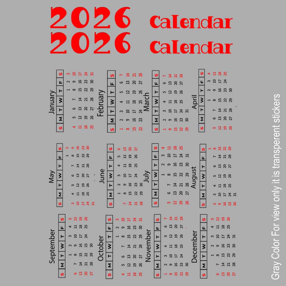 Calender UVDTF Sticker A6 for Resin art