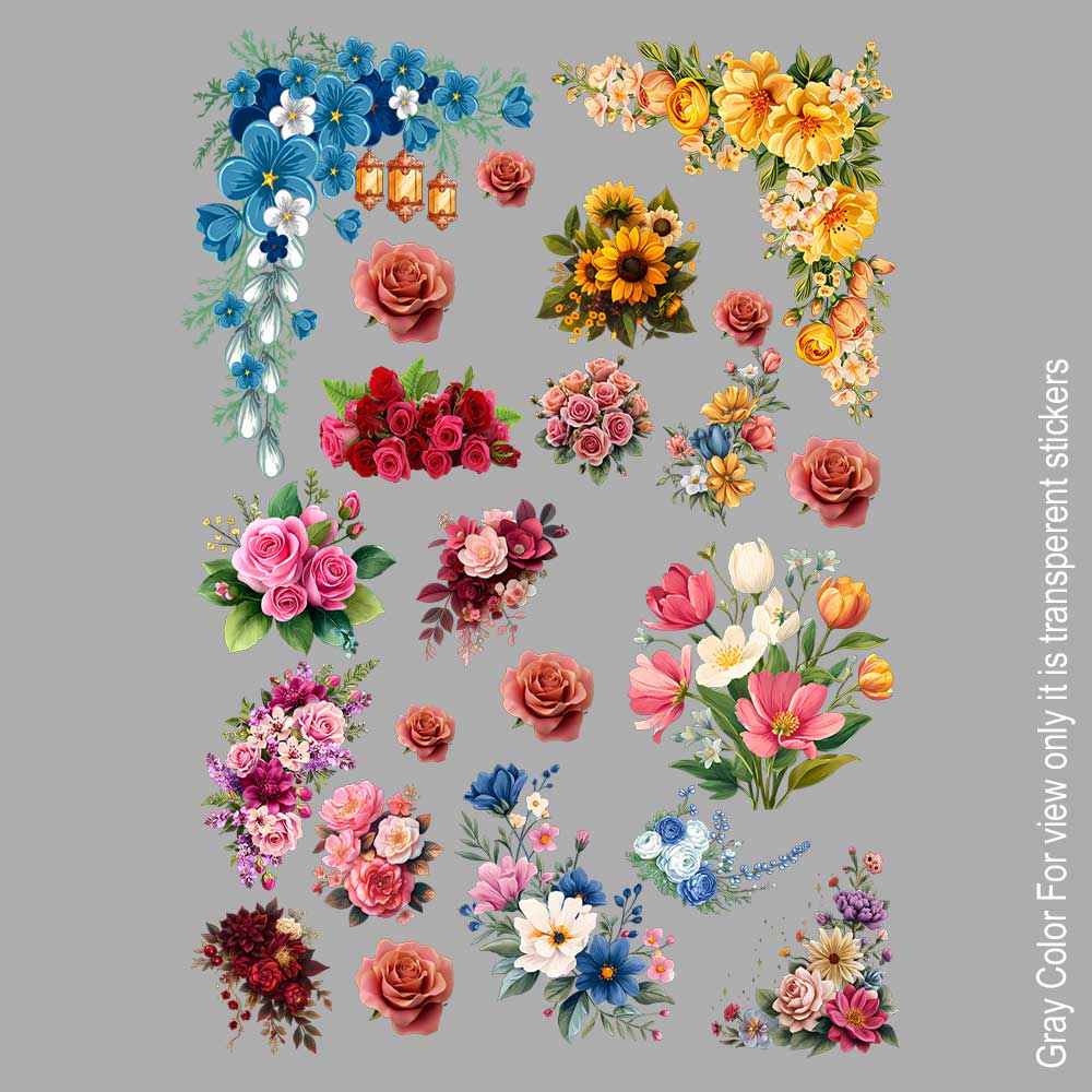 Mix Flowers UVDTF Sticker A6 for Resin art