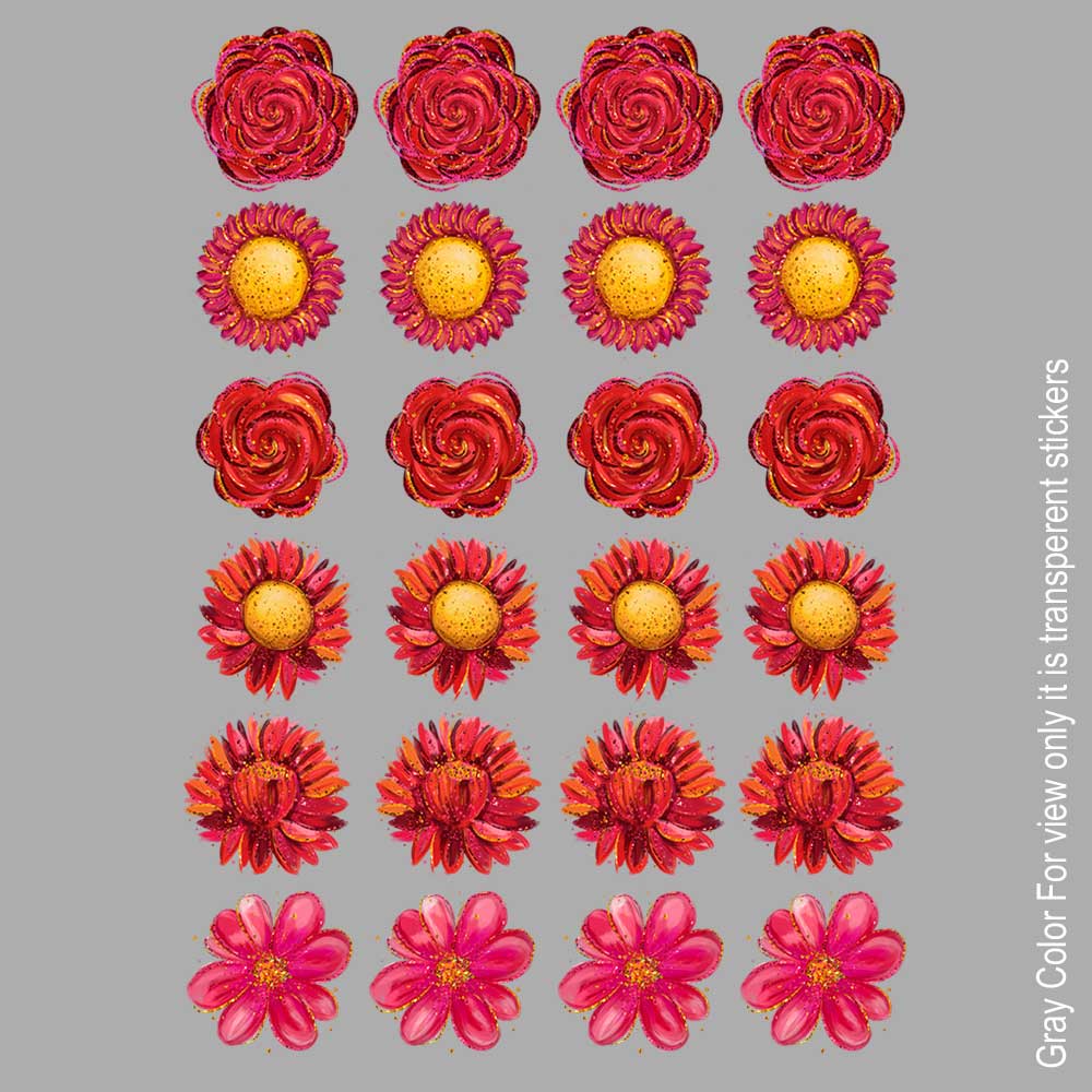 Red Flower UVDTF Sticker A6 for Resin art