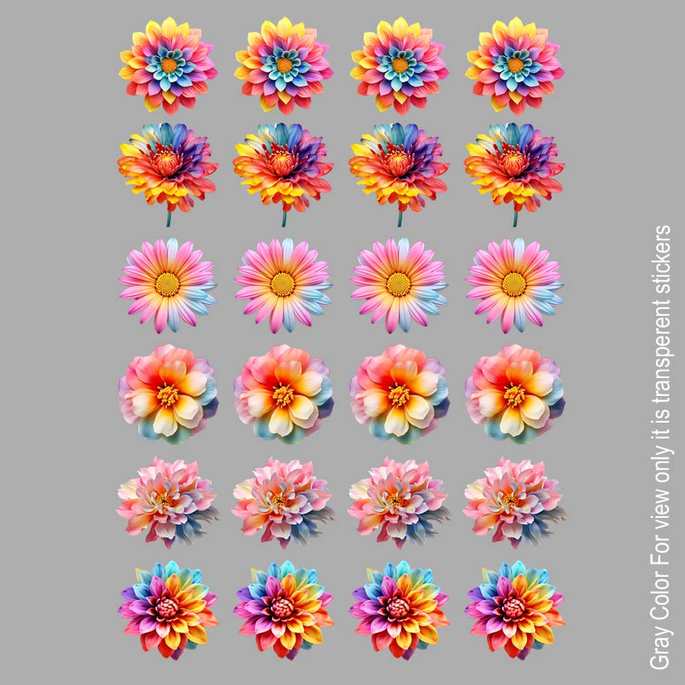 Colorfull Flowers UVDTF Sticker A6 for Resin art
